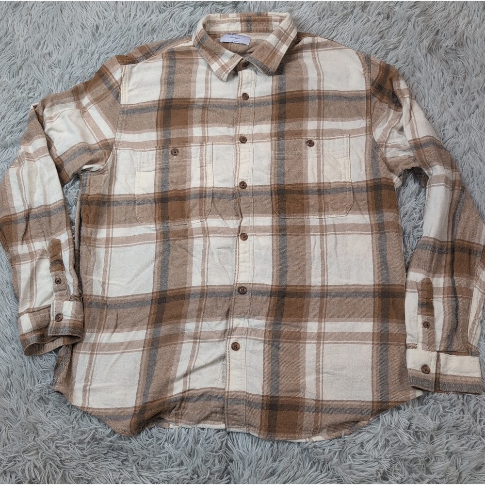 Old Navy Shirt Mens L Plaid Button Up Career Preppy Pockets Soft Comfort